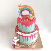 Детский торт с единорогом и радугой