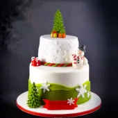 Новогодний торт "Снеговик в лесу"