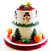 Новогодний торт "Снеговички и подарки"